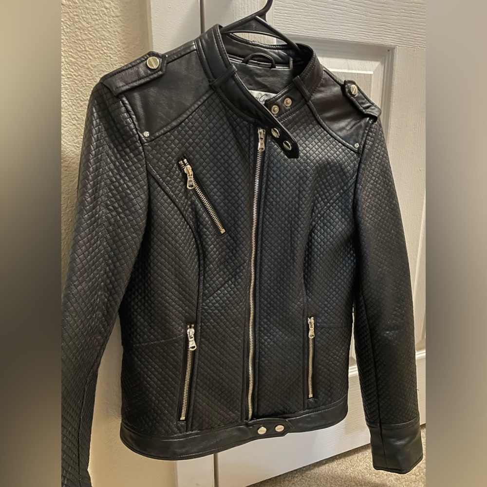 Kenneth cole fur lined moto jacket